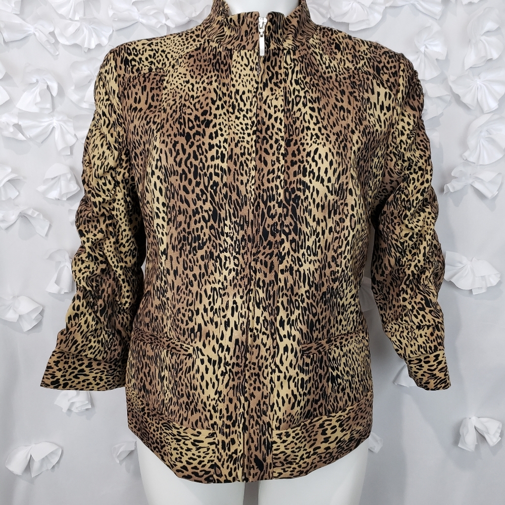 Patchington Ruffle Sleeve Leopard Jacket Size M